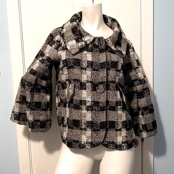 Grey, White, Black Tartan Print checkered coat - Picture 3 of 5